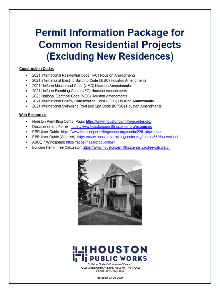 Houston Residential Permit Guide | PDF | Framing (Construction ...