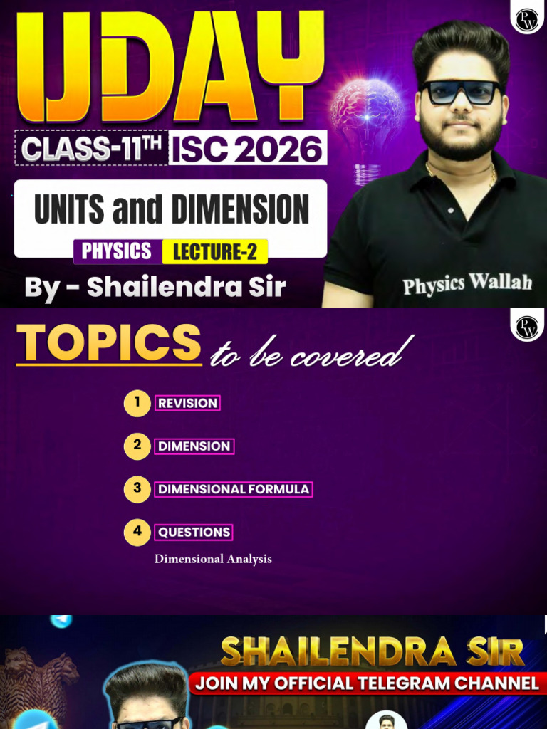Units and Dimension 02 - Class Notes - UDAY ISC 2026 (Class 11th) | PDF