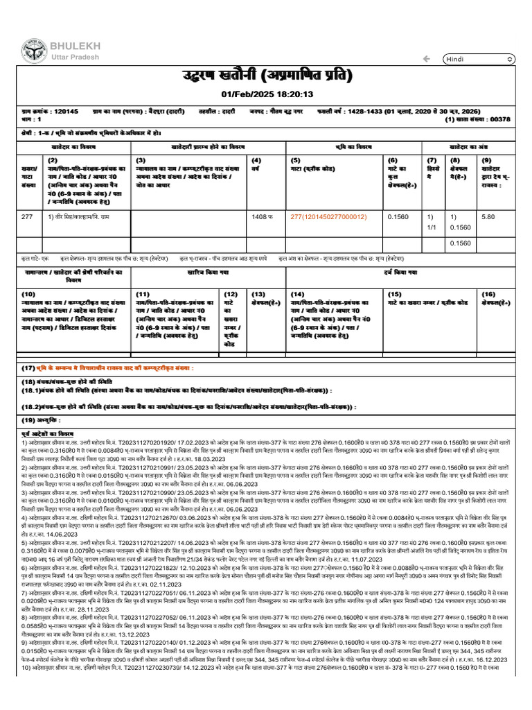 Bhulekh Copy Example | PDF