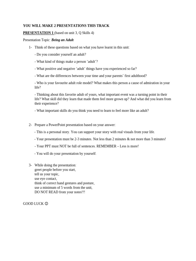 Presentation Topics for Q Skills 4 | PDF | Microsoft Power Point ...