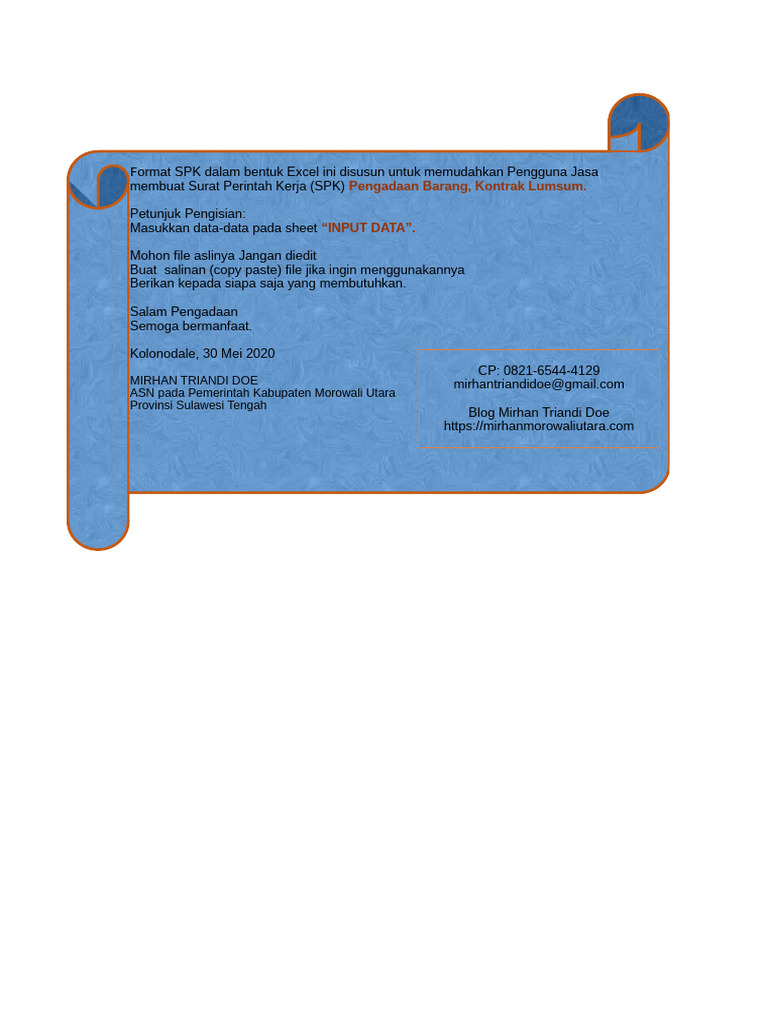 Format SPK Pengadaan Barang Excel | PDF
