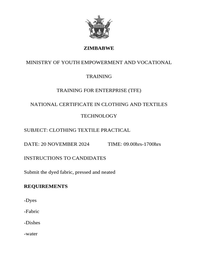 Clothing Textile Practical Instructions | PDF