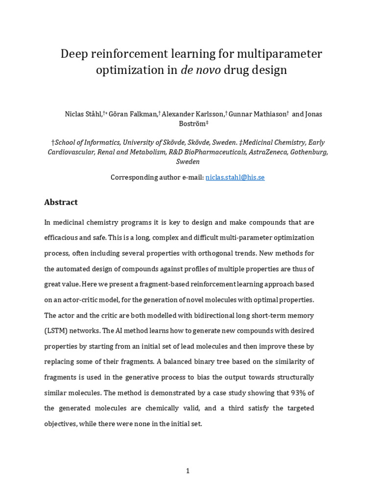 Deep Reinforcement Learning For Multipar | PDF | Drug Discovery | Chemistry