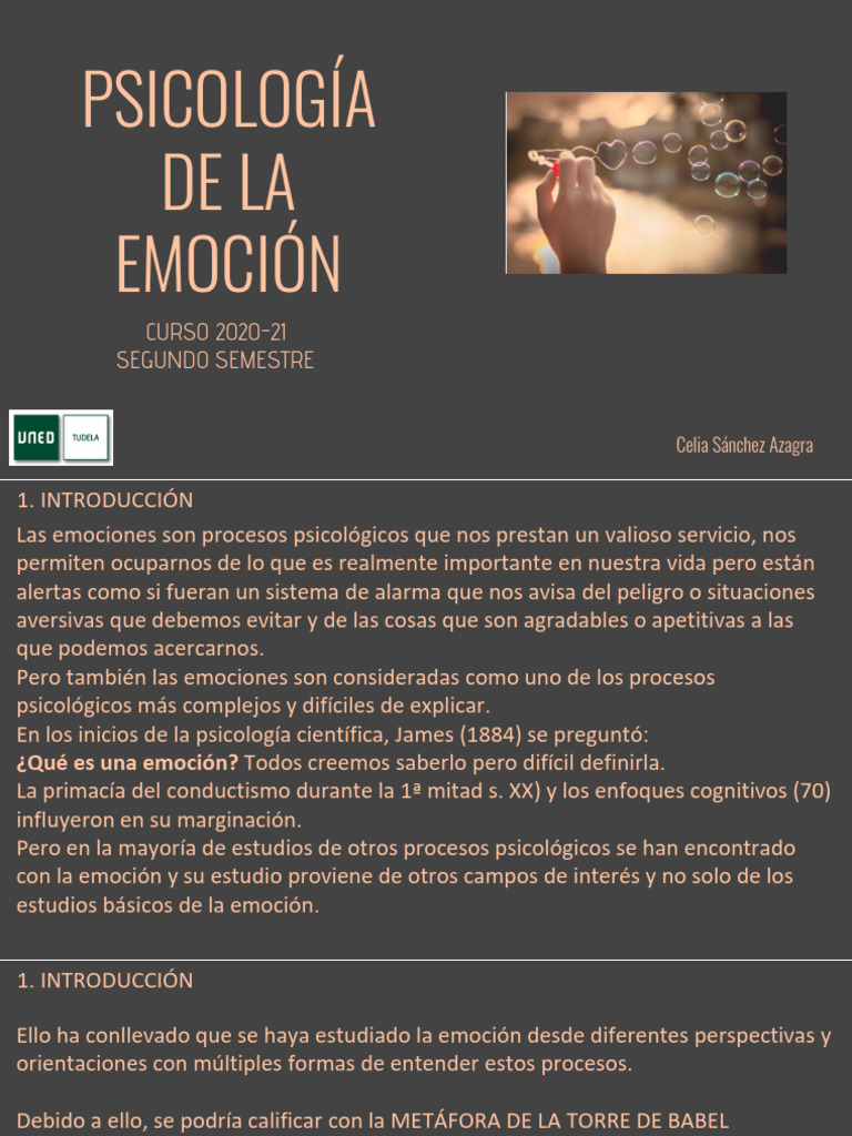Psicología de la Emoción: Fundamentos y Teorías | PDF | Las emociones ...