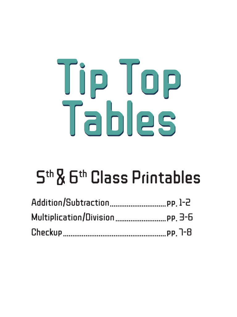 Tables | PDF | Subtraction | Arithmetic
