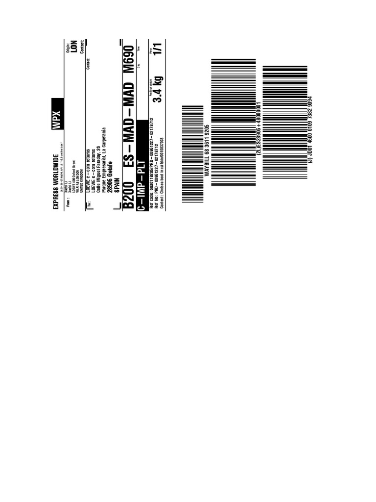 LOEWE E-Com Returns Shipping Details | PDF