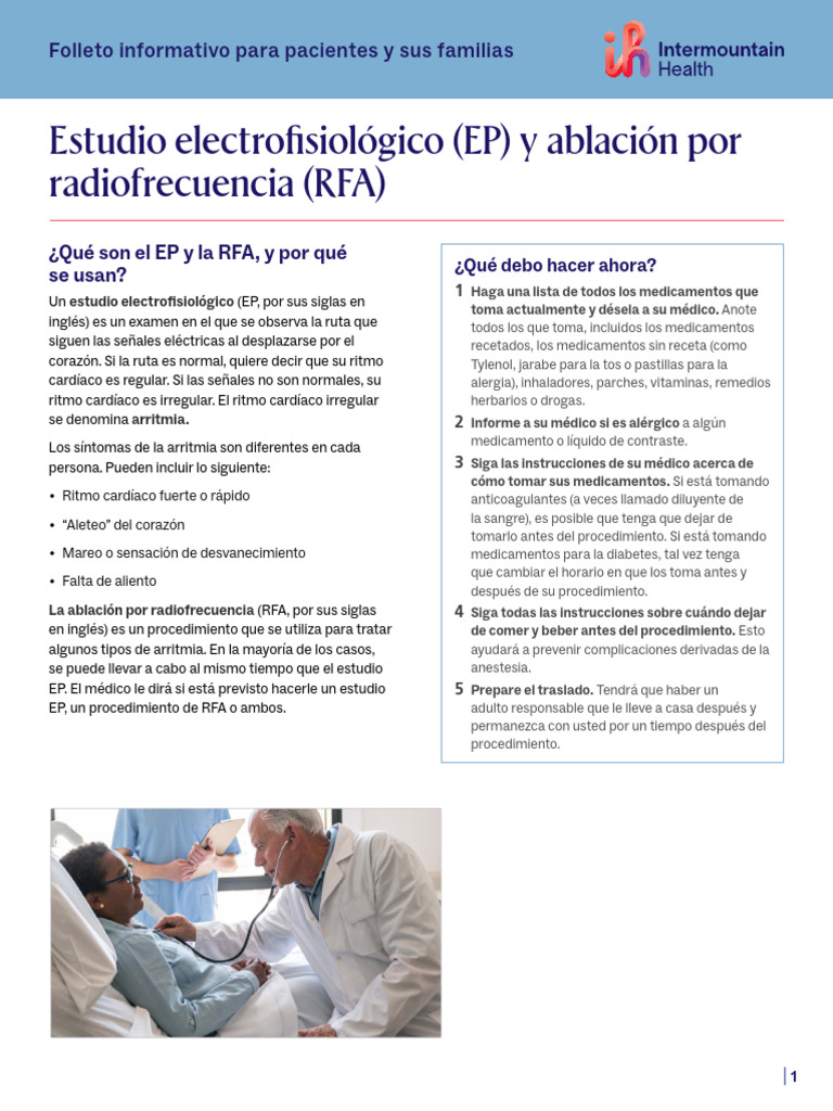 Electrophysiology EP Study and Radiofrequency Ablation RFA Fact Sheet ...