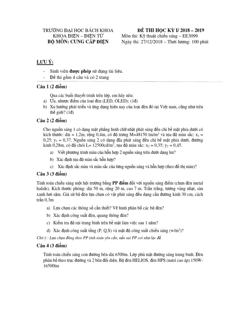 De Thi KTCS CDIO 27-12-2018 | PDF