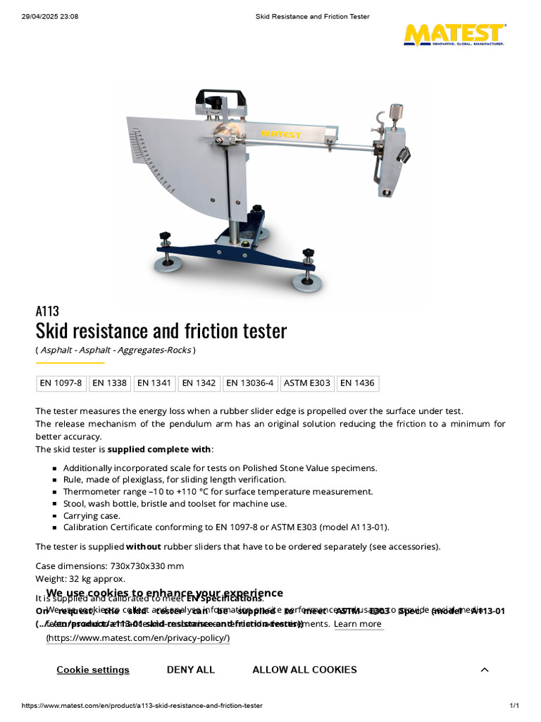 Skid Resistance and Friction Tester | PDF
