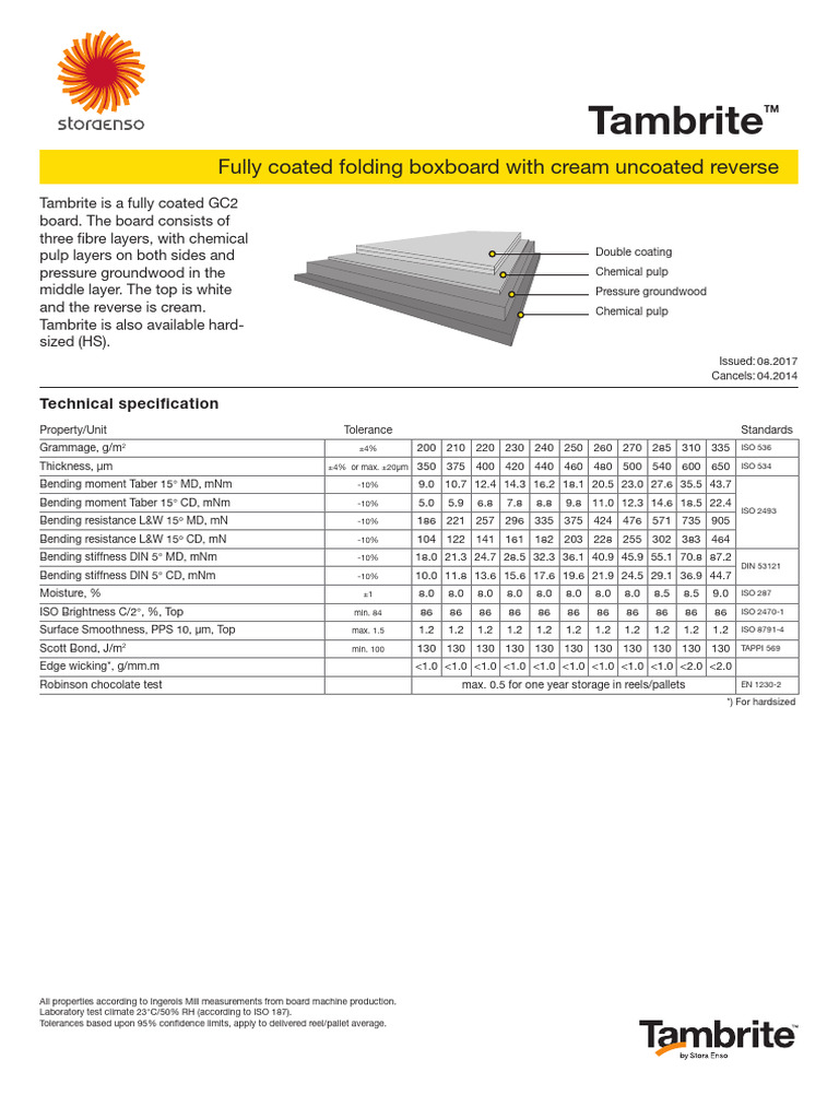 Tambrite GC2 Technical Specification | PDF | Pulp (Paper) | Materials
