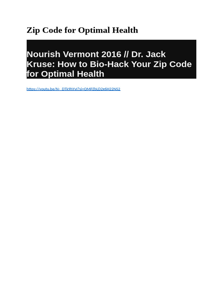 Bio-Hacking Your Zip Code for Health | PDF