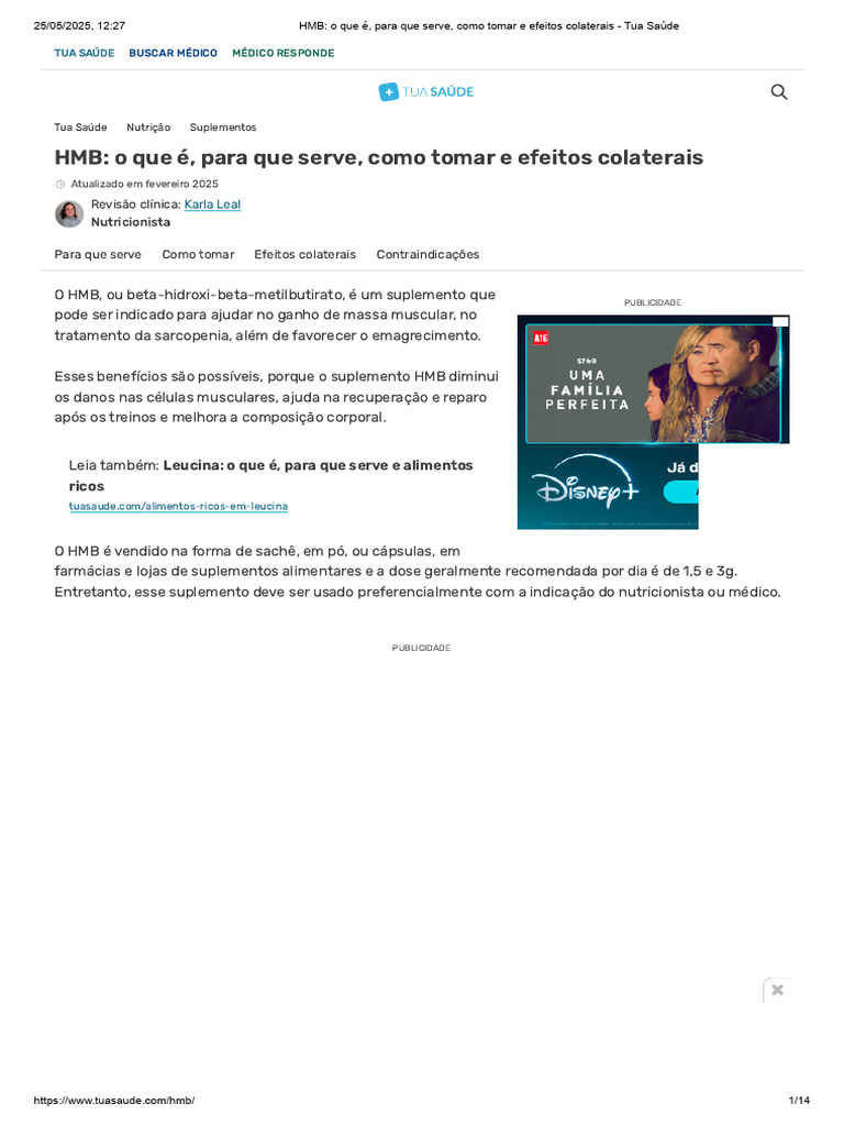 Efeitos Colaterais do HMB | PDF | Músculo | Dor