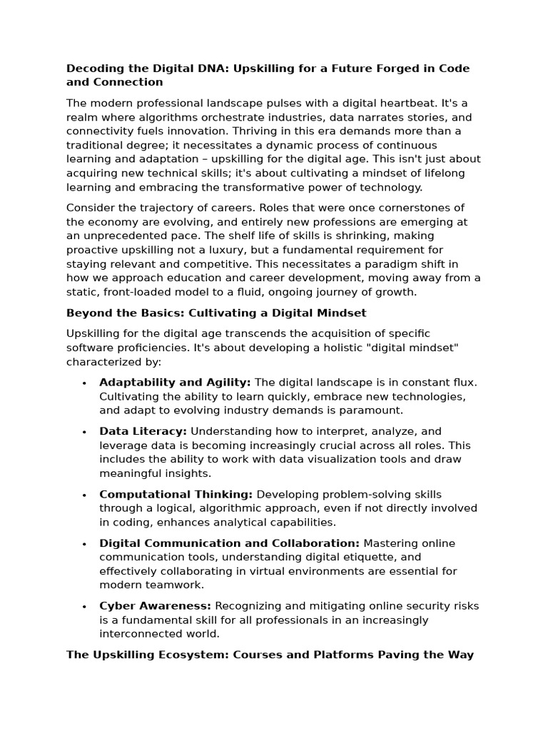 Upskilling for the Digital Age | PDF | Learning | Mindset