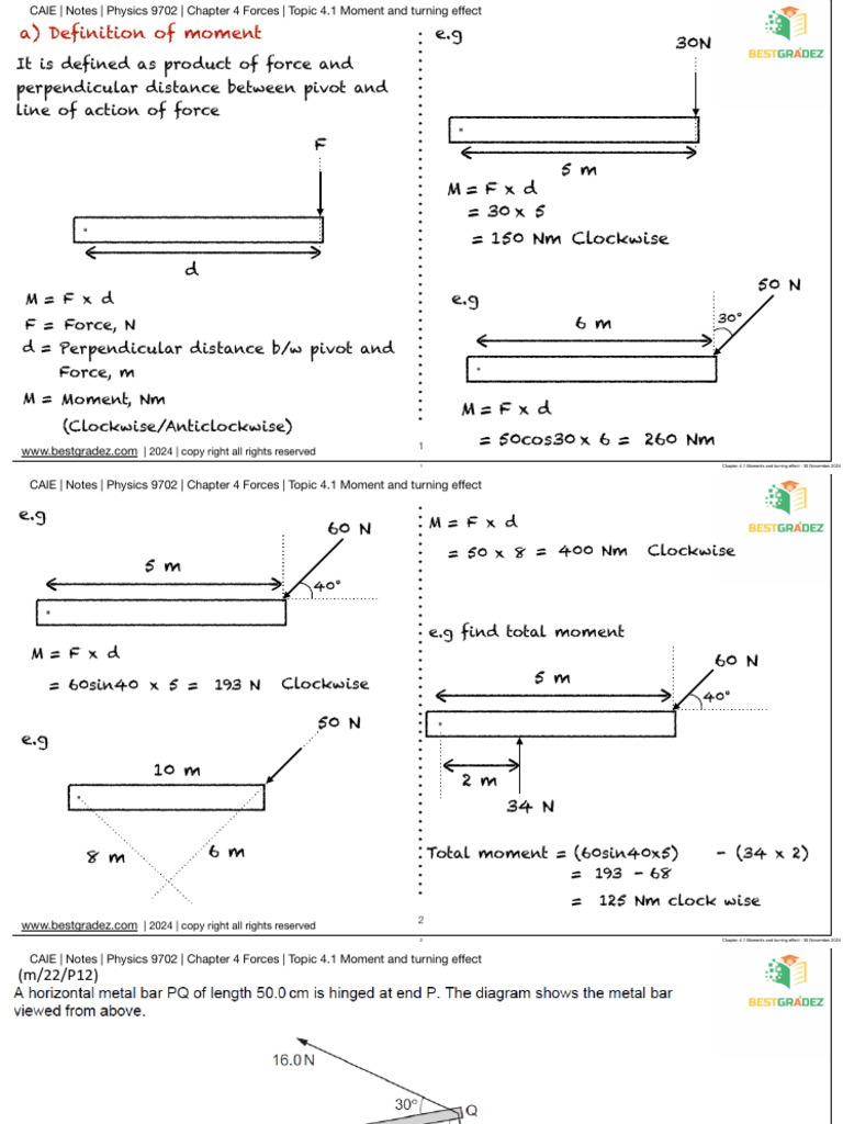 It Is Defined As Product of Force and Perpendicular Distance Between ...
