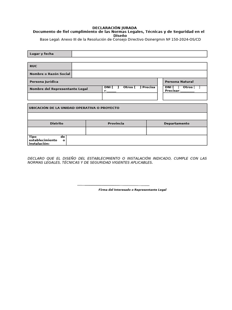 Declaración Jurada de Cumplimiento GNV/GNC/GNL | PDF