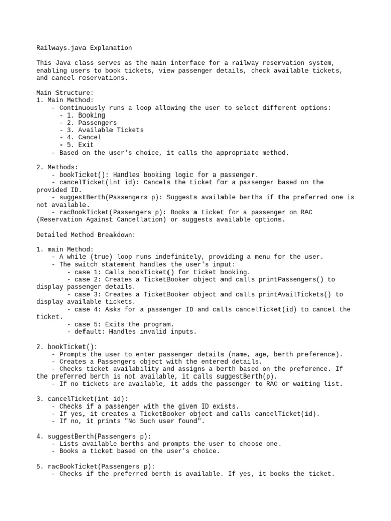 Railway Reservation System in Java | PDF | Programming Paradigms ...