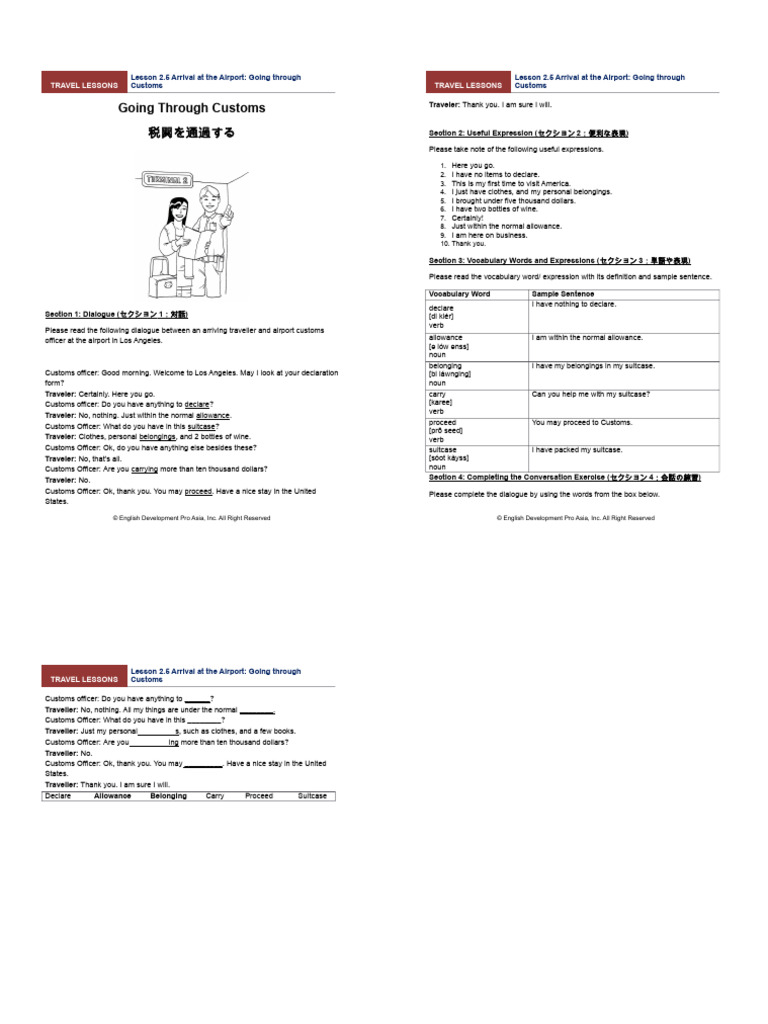Customs Dialogue for Travelers | PDF | Linguistic Typology | Linguistic ...