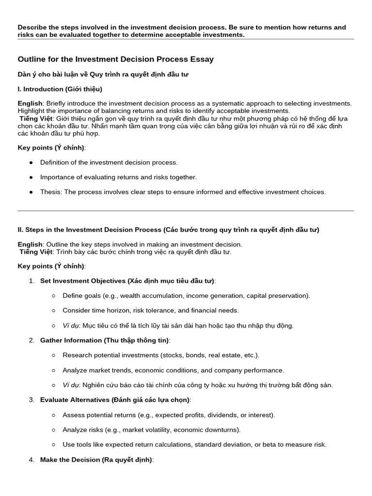 Short Essay 1 - Investment Process | PDF