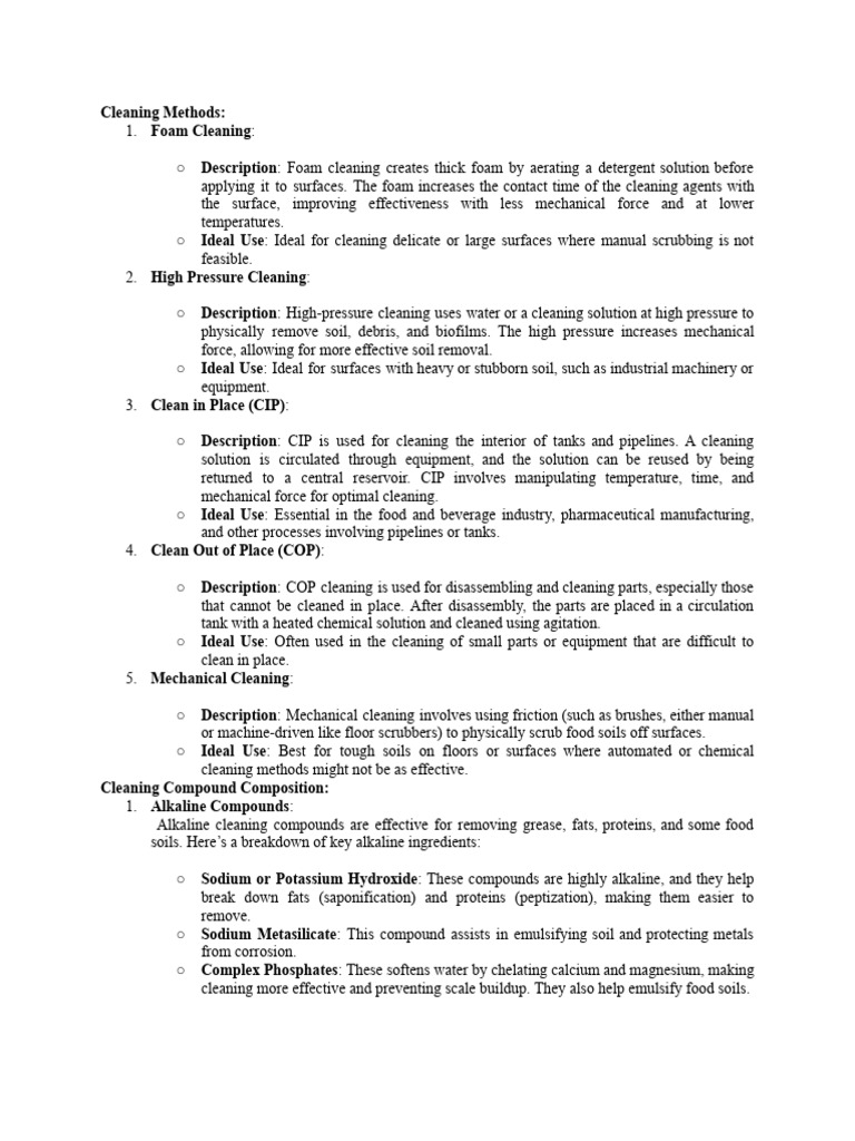 Cleaning and Sanitation | PDF | Surfactant | Disinfectant