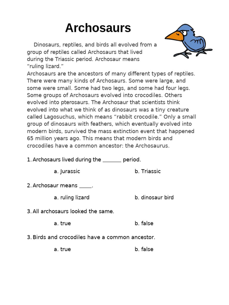 Archosaurs: Ancestors of Reptiles and Birds | PDF