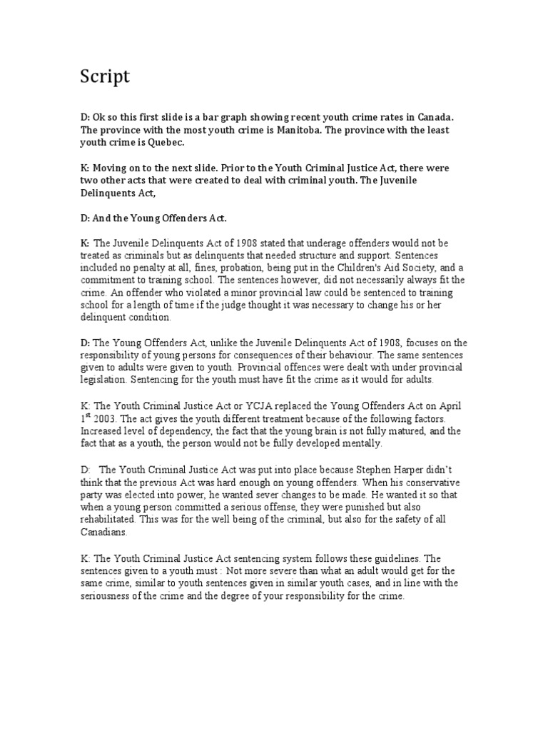 Script | PDF | Juvenile Delinquency | Crime & Violence