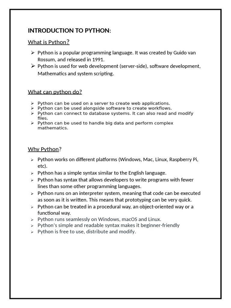 Introduction to Python Programming | PDF | Python (Programming Language ...