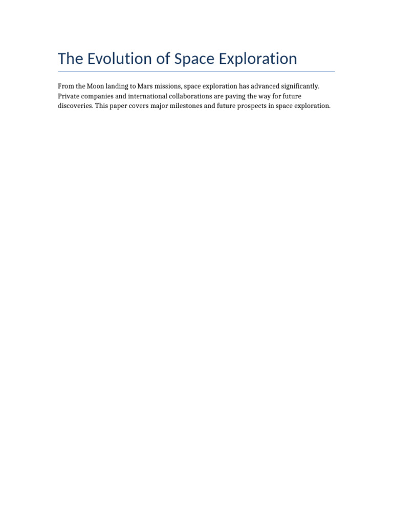 The Evolution of Space Exploration | PDF