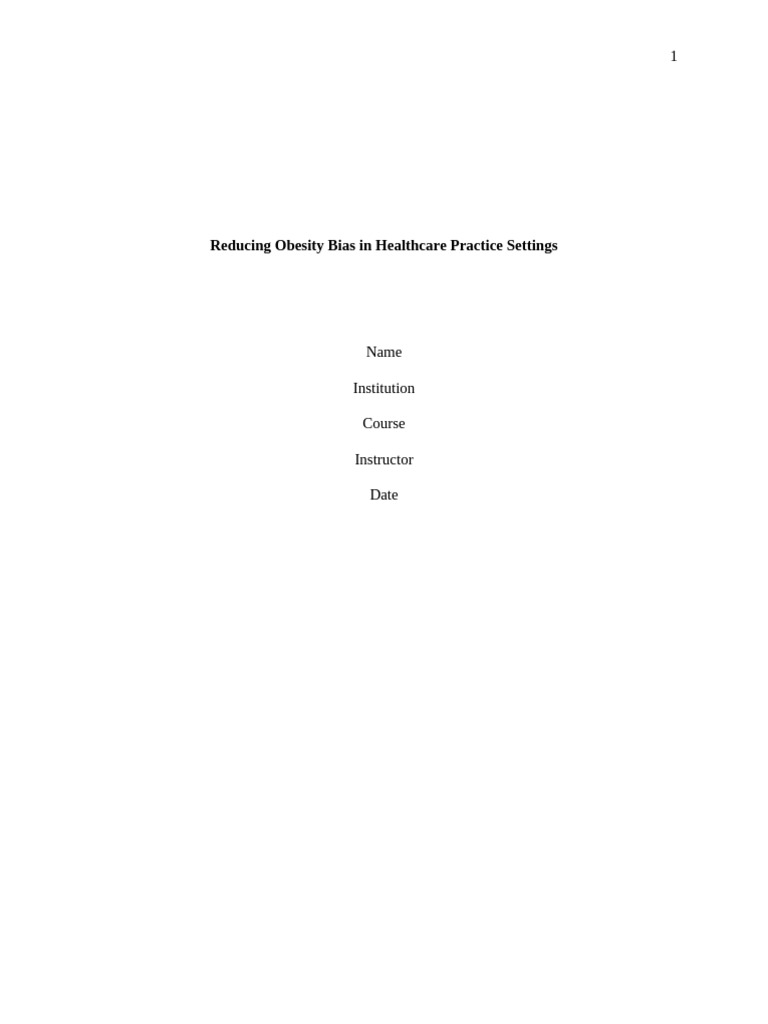 Reducing Obesity Bias in Healthcare Practice Settings | PDF | Obesity ...