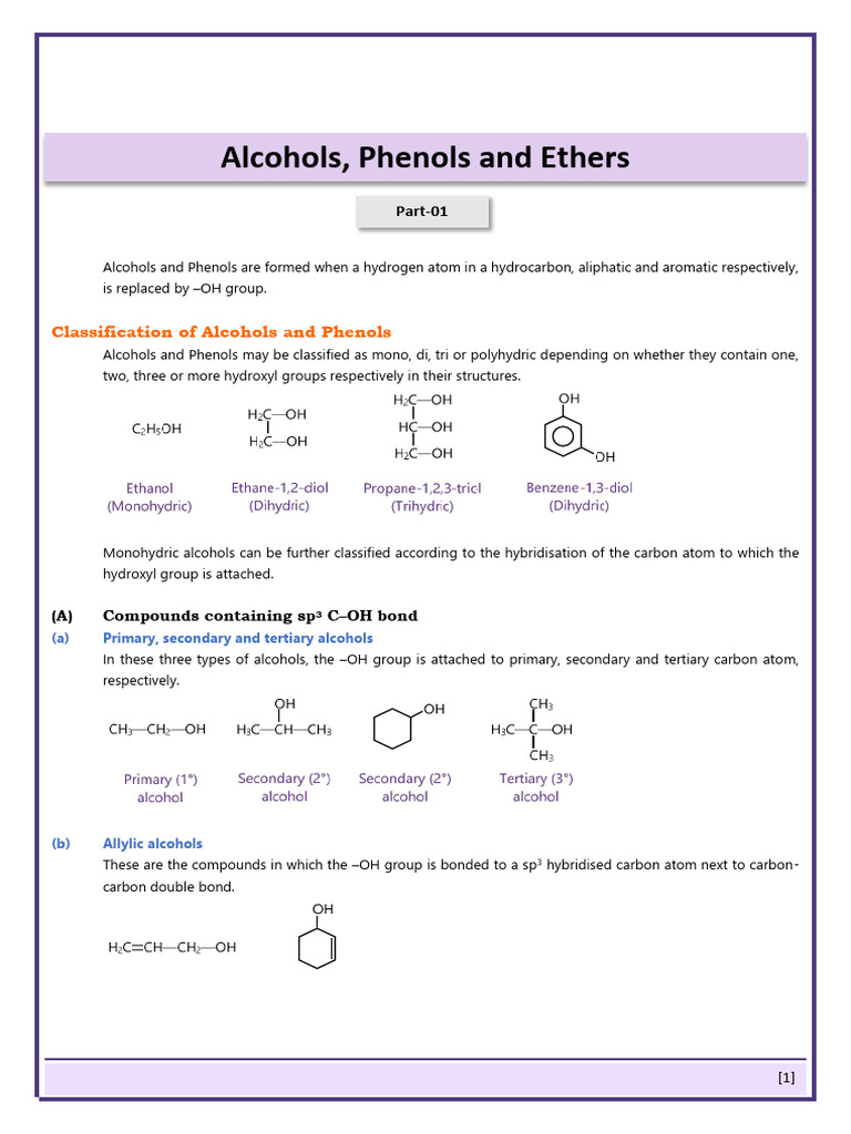 Alcohols, Phenols, and Ethers Overview | PDF | Ether | Ester