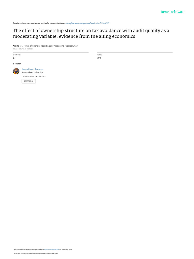 Ownership Structure and Tax Avoidance Insights | PDF | Cost Of Living ...