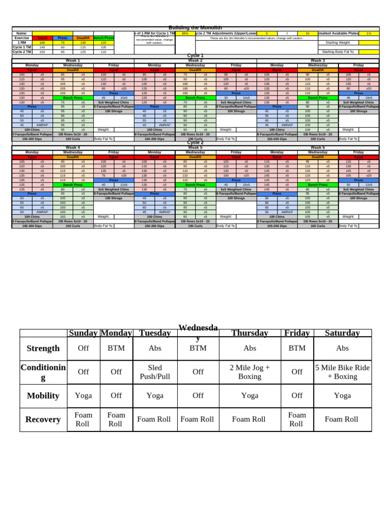 Jim Wendler 5/3/1 Training Plan | PDF | Weight Training | Strength Training