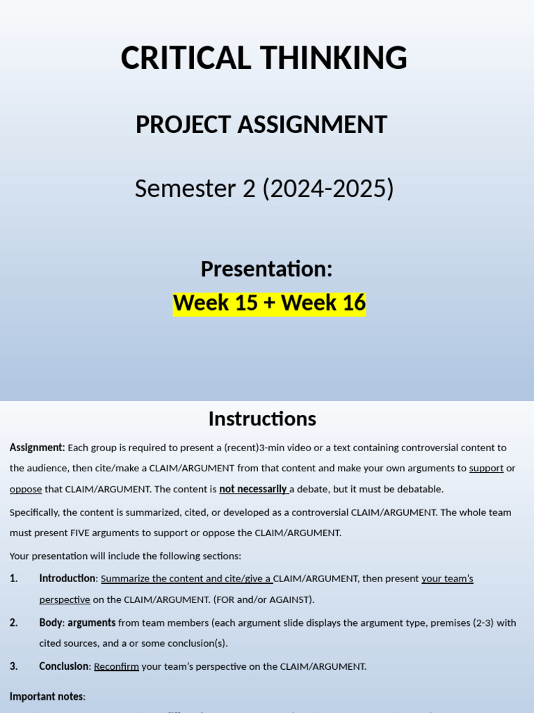 Project Assignment - Semester 2 (24-25) | PDF | Argument | Major ...