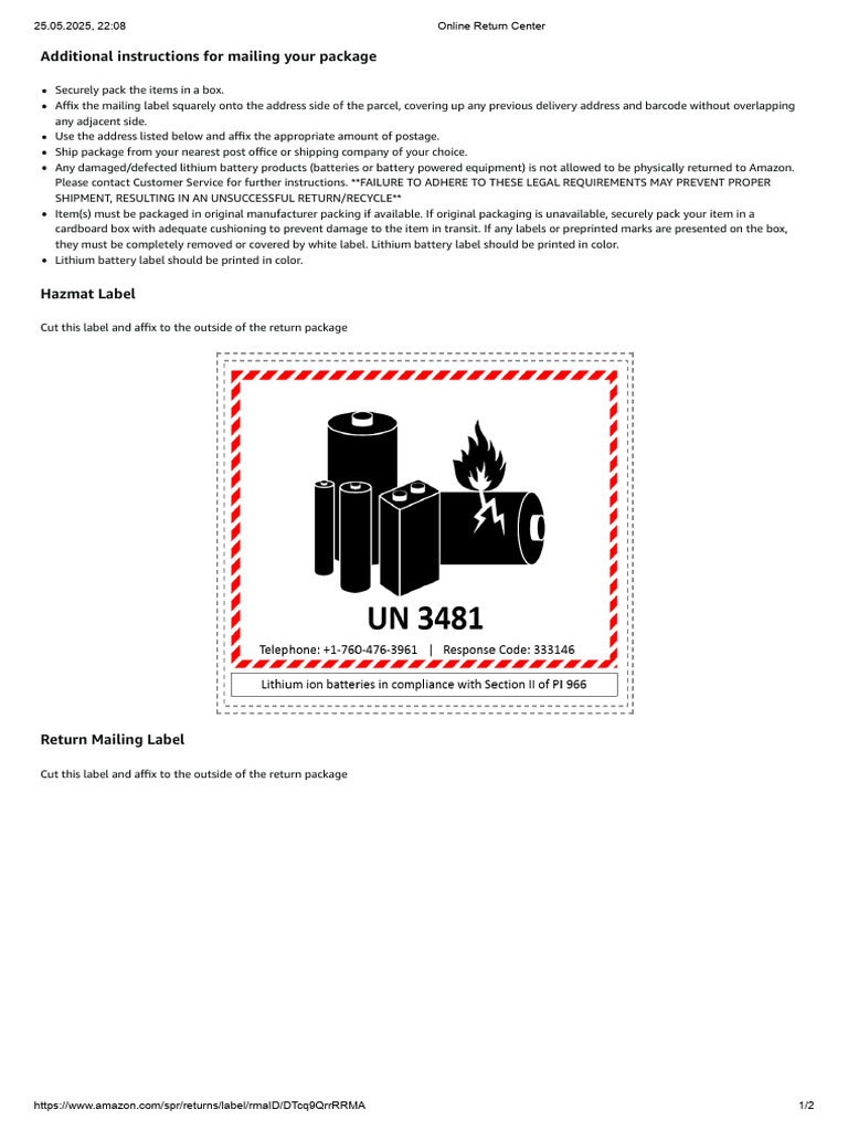 Online Return Center | PDF