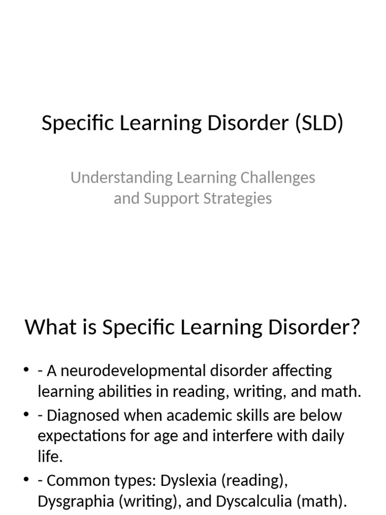 Specific Learning Disorder Presentation Pdf