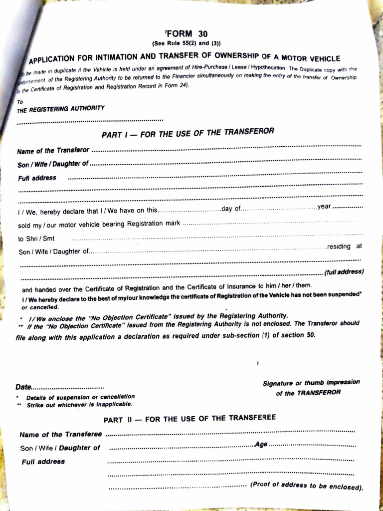 Motor Vehicle Ownership Transfer Application | PDF | Private Law ...