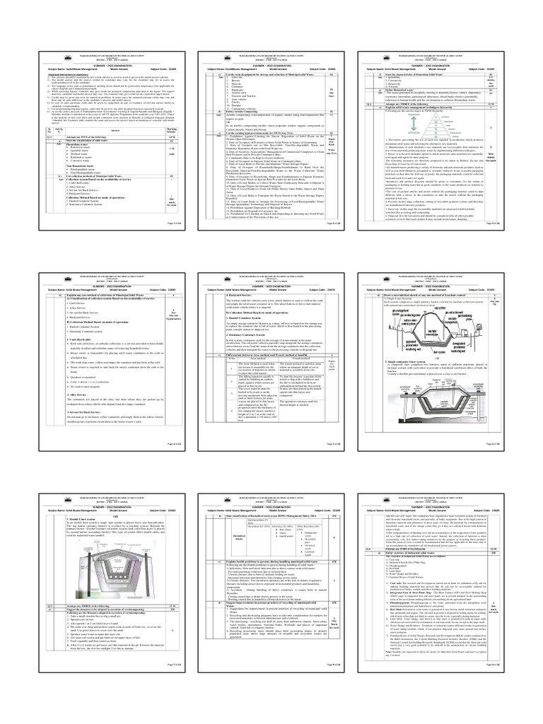Solid Waste Management Model Answers | PDF | Waste | Municipal Solid Waste
