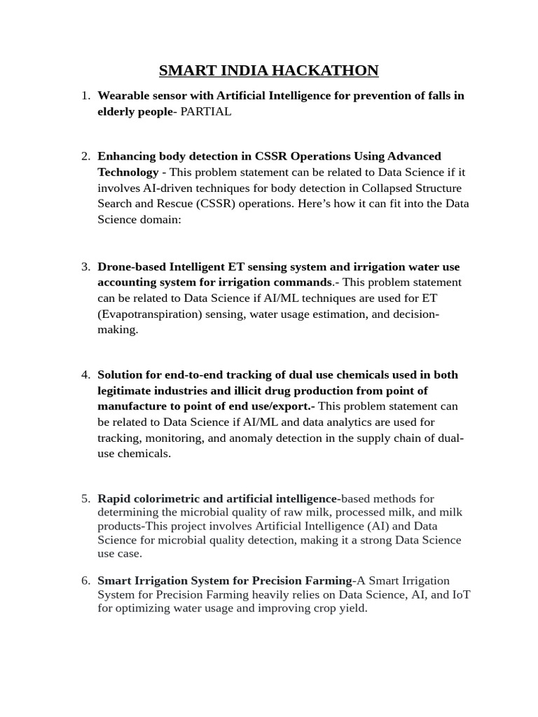 AI Solutions for Smart India Hackathon | PDF | Artificial Intelligence ...