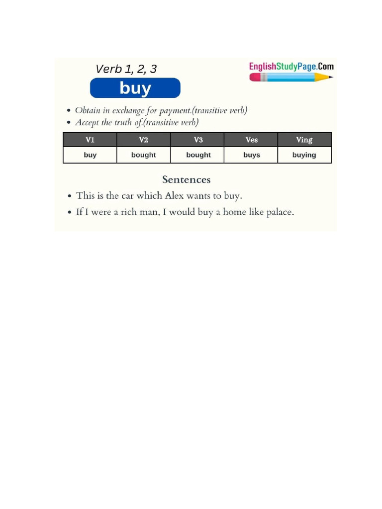 Past Participle Buy Word | PDF