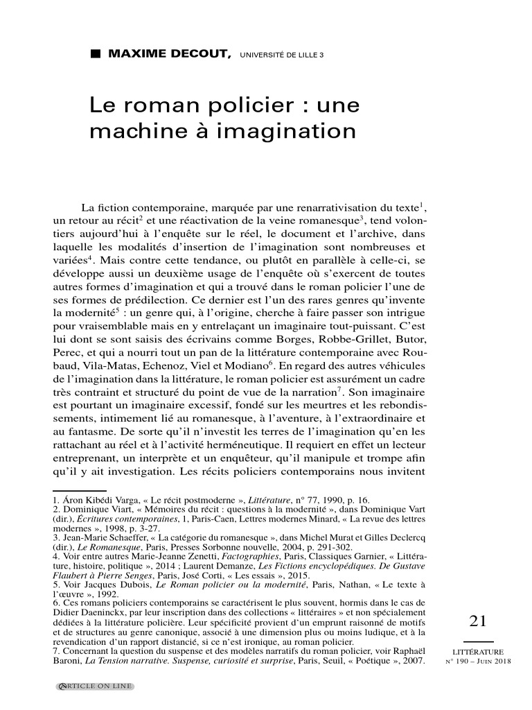 Le Roman Policier et l'Imagination Moderne | PDF | Romans | Fiction crime