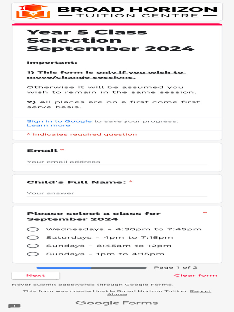 Year 5 Class Selection September 2024 | PDF