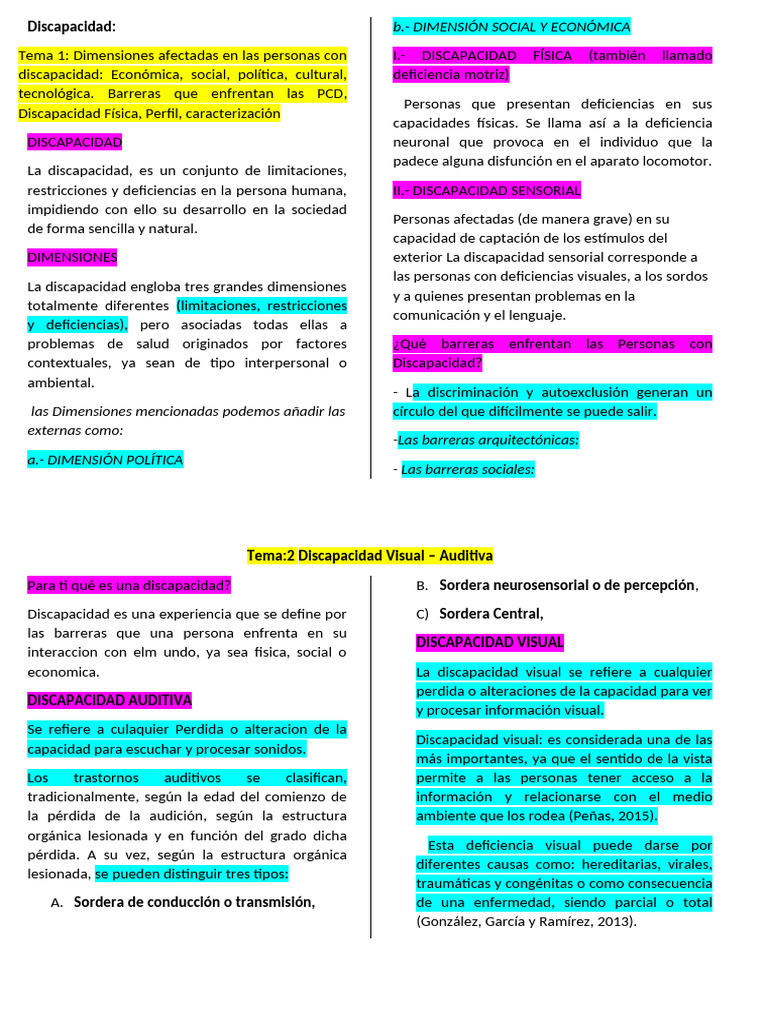 Dimensiones y Barreras de la Discapacidad | PDF | Desorden hiperactivo ...