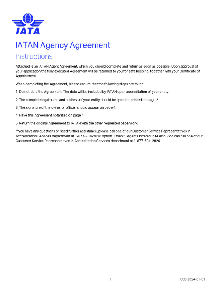 IATAN Agent Agreement Instructions | PDF | Indemnity | Common Law