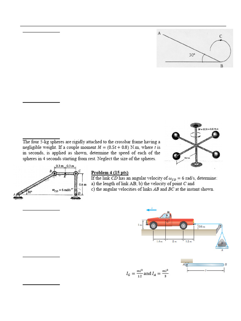 Engineering Dynamics Final Exam Solutions | PDF | Force | Physical Sciences