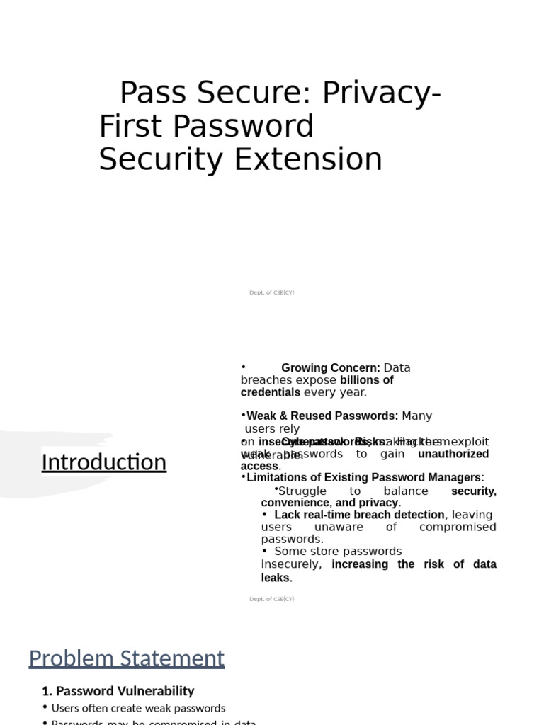 PasSecure:Privacy-First Password Security Extension | PDF | Password ...