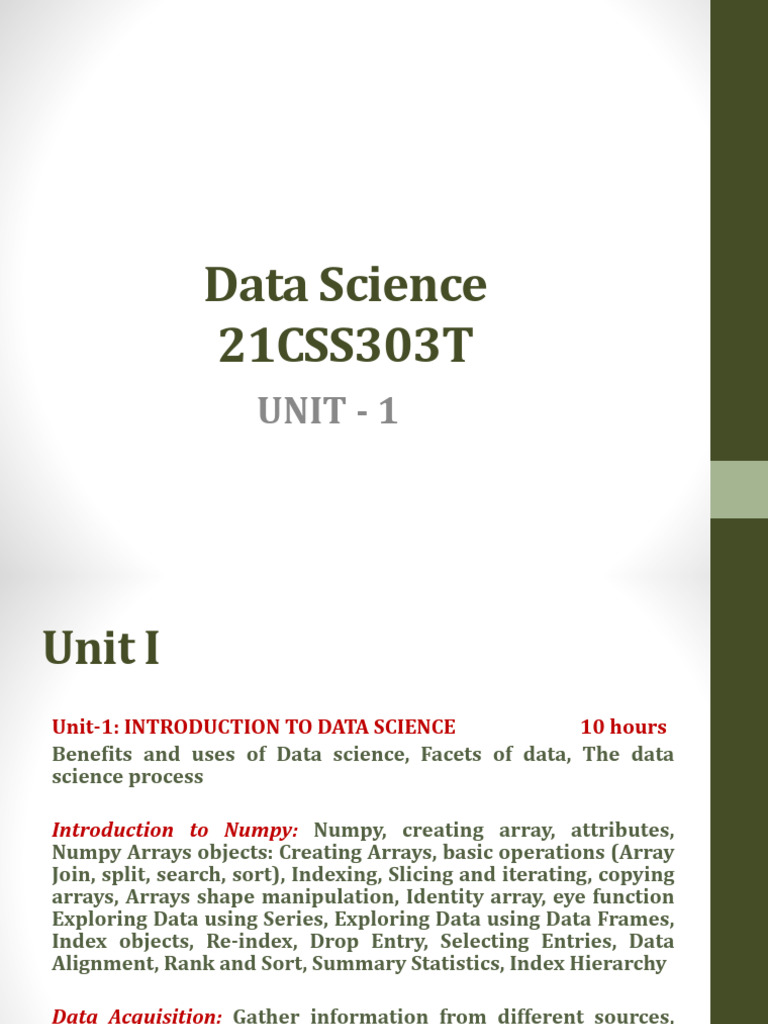 Introduction to Data Science Concepts | PDF | Matrix (Mathematics) | Data