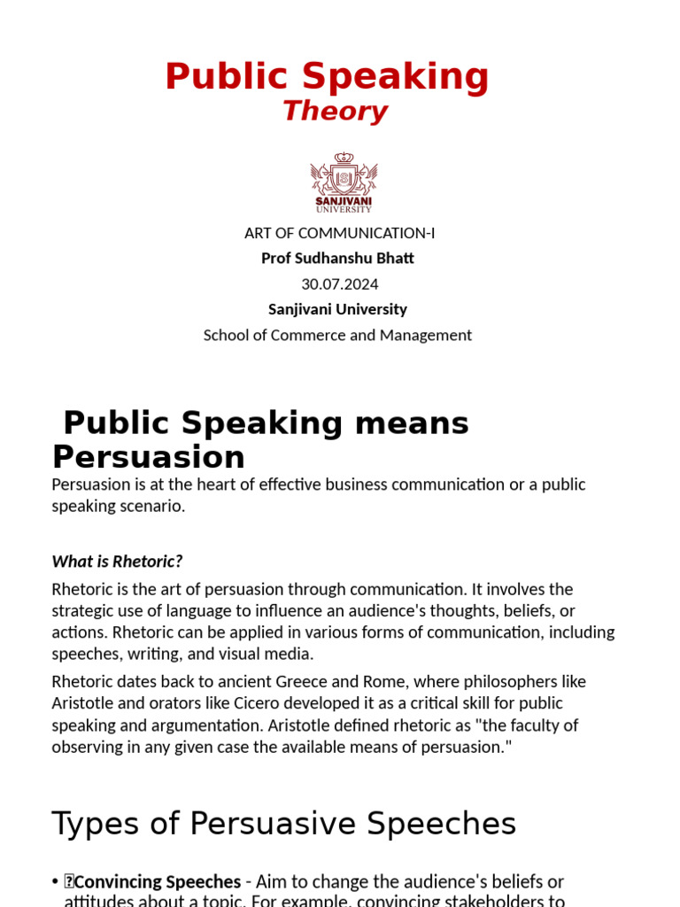 Developing The Skills of Public Speaking | PDF | Argument | Public Speaking