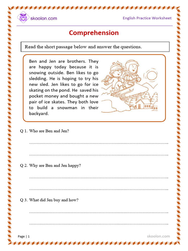 Worksheetscomprehension Brothers | PDF