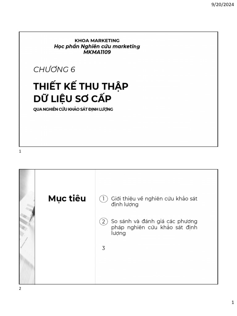 Ch6. Thiet Ke Thu Thap Du Lieu So Cap Qua Nghien Cuu Dinh Luong | PDF