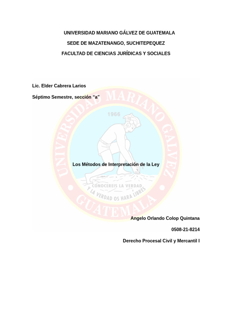Métodos de Interpretación de la Ley en Guatemala | PDF | Constitución ...