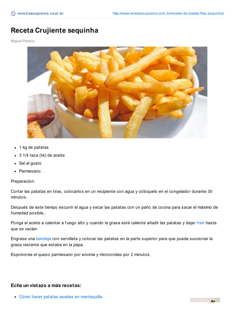 Patatas Fritas Crujientes con Queso | PDF
